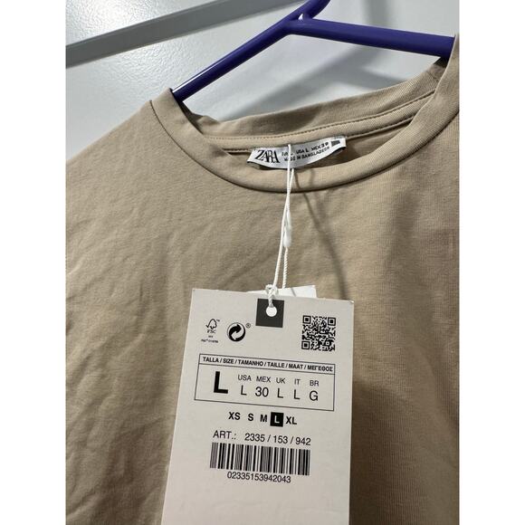 Zara Tan Boxy Tan Tank Top NWT Large - Picture 2 of 3